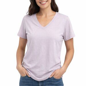 Carhartt Women's TENCEL V-Neck T-Shirt XS Pastel Lilac Relaxed Fit NWT